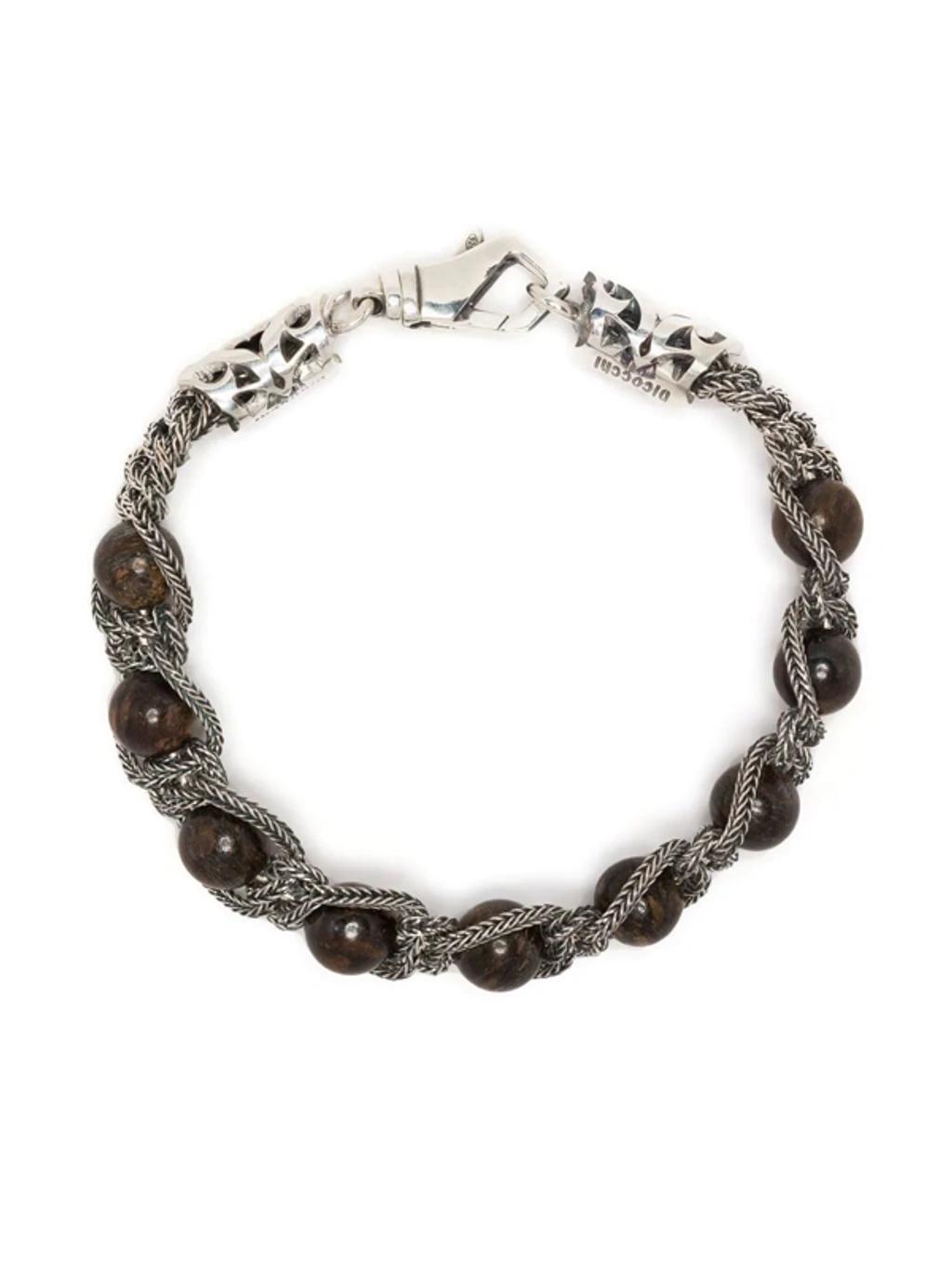 EMANUELE BICOCCHI Tiger Eye Beaded Bracelet In Silver Product Image