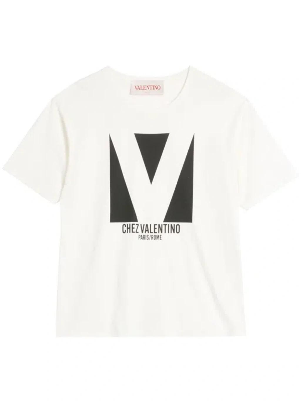 VALENTINO Mens Avorio Logo-print Crew-neck Cotton-jersey T-shirt Product Image