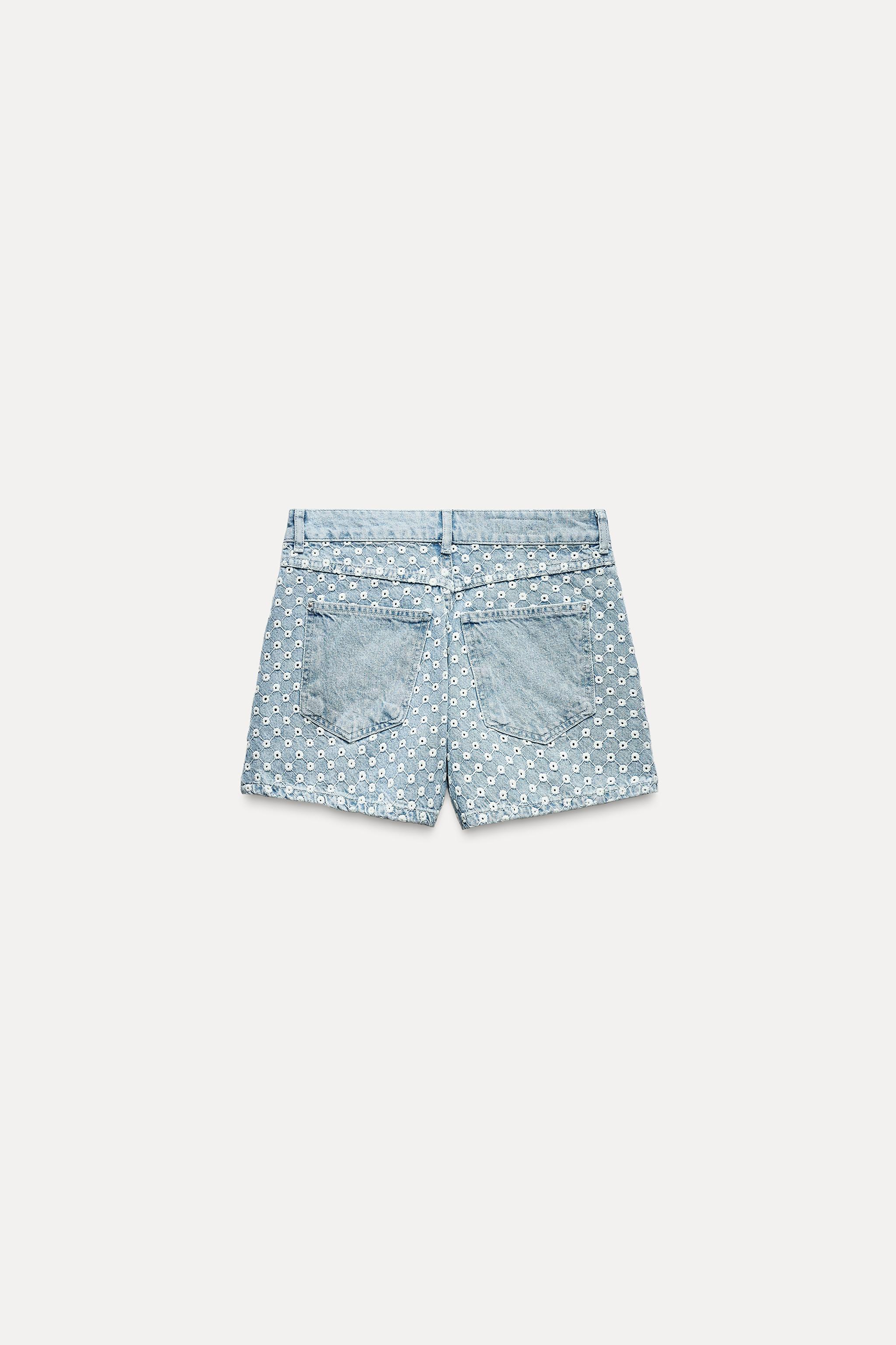 OPENWORK EMBROIDERY DENIM SHORTS Z1975 Product Image