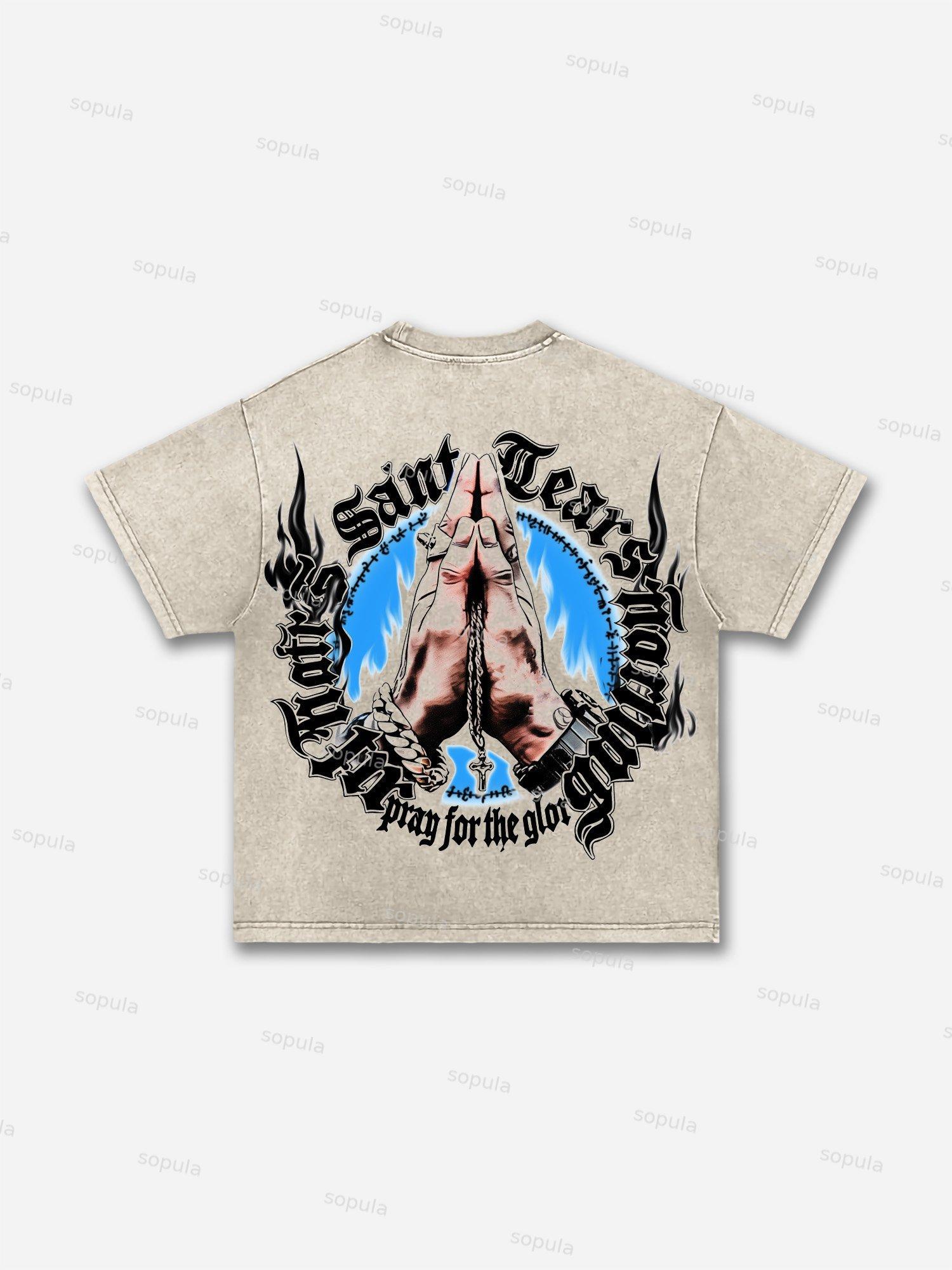 God Heals The Broken Vintage Graphic Acid Wash T-shirt Product Image