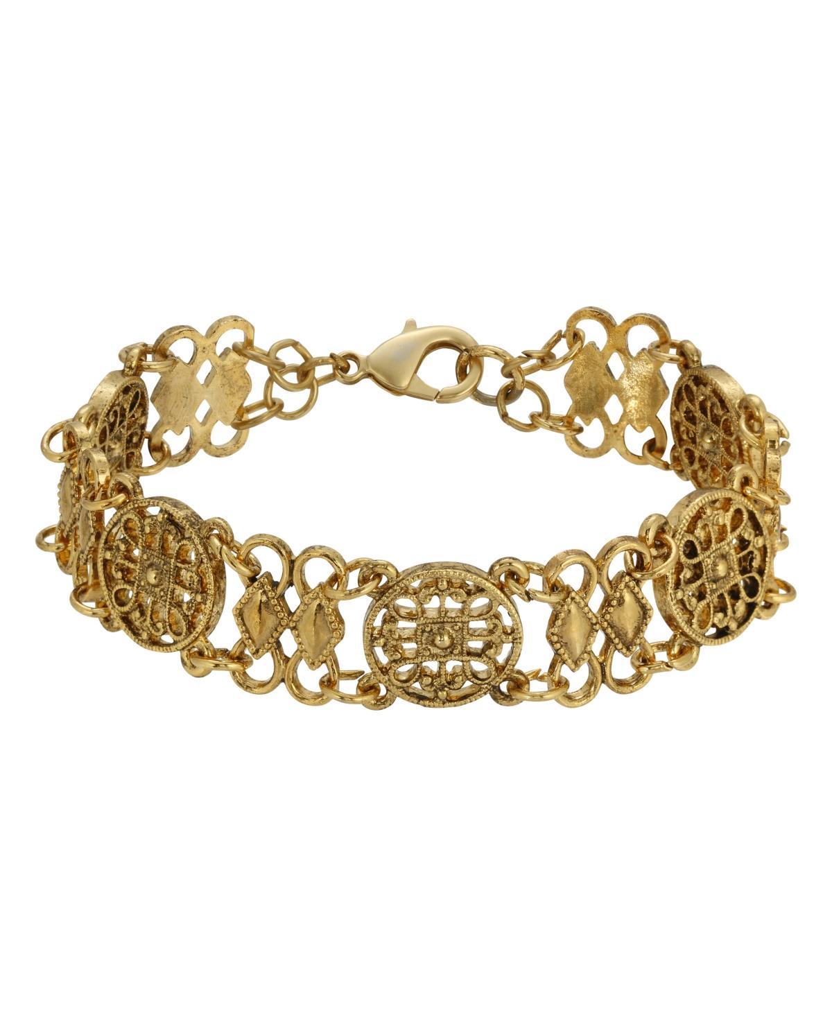 1928 Gold Tone Multi-Loop Round Filigree Bracelet, Women's Product Image