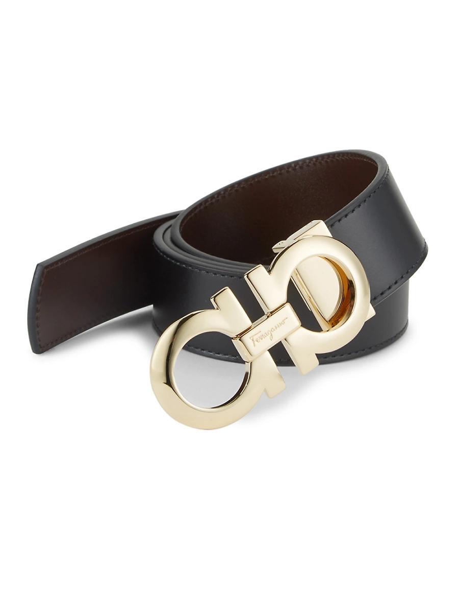 Mens Reversible Double-Gancini Leather Belt Product Image