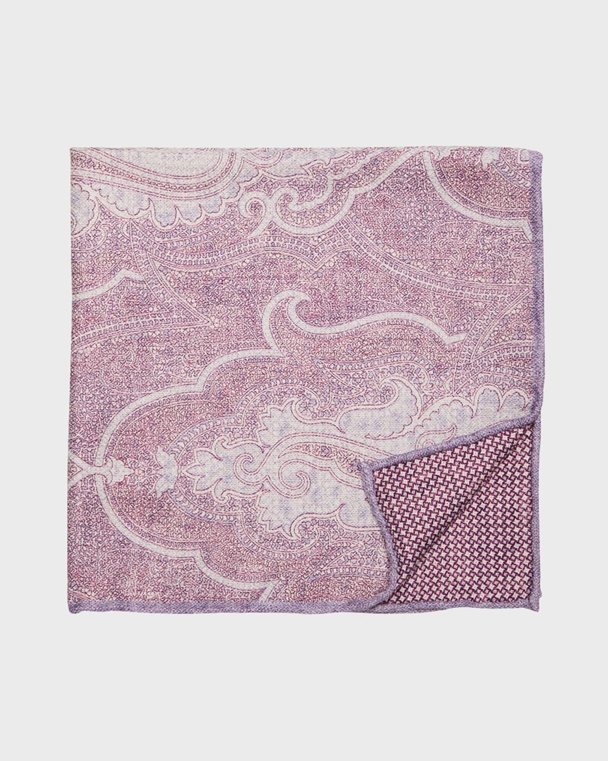 Men's Large Paisley-Print Silk Pocket Square Product Image