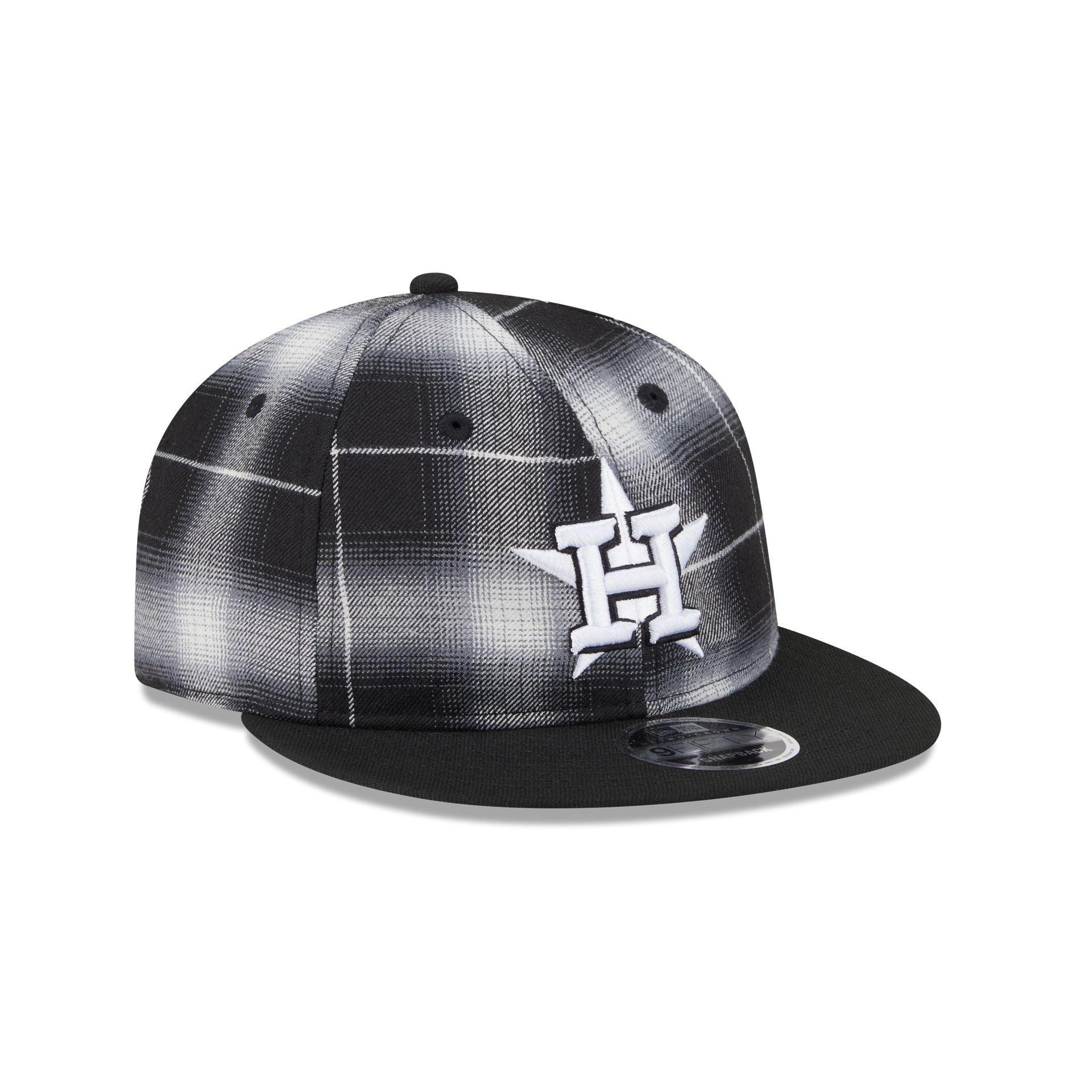 Houston Astros Black and White Plaid Retro Crown 9FIFTY Snapback Hat Male Product Image