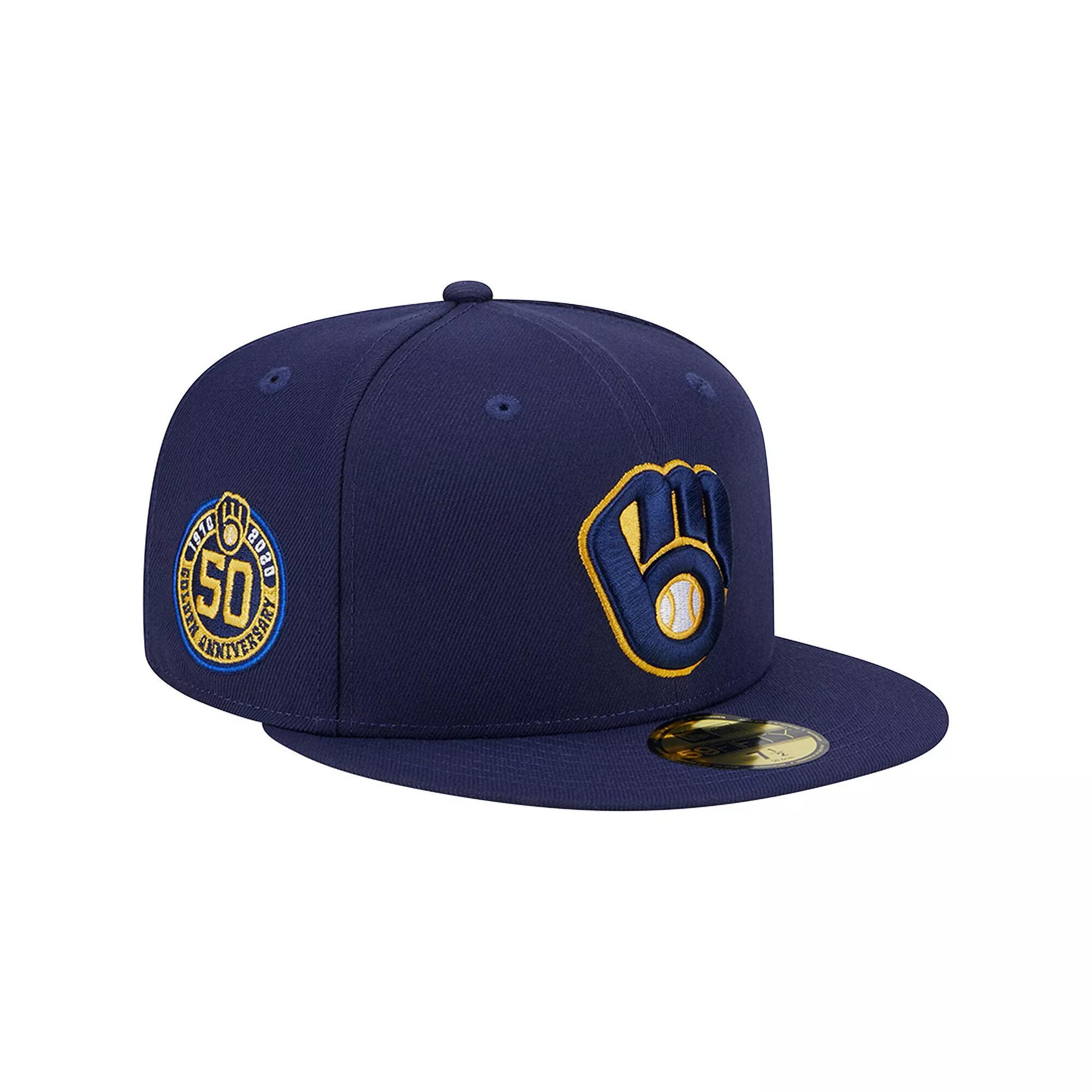 Men's New Era Navy Milwaukee Brewers 50th Anniversary Team Color 59FIFTY Fitted Hat,  Product Image