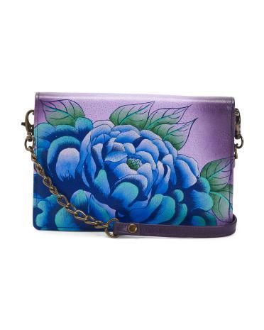 Leather Peony Crossbody With Interior Organization for Women | Leather/Metal Product Image