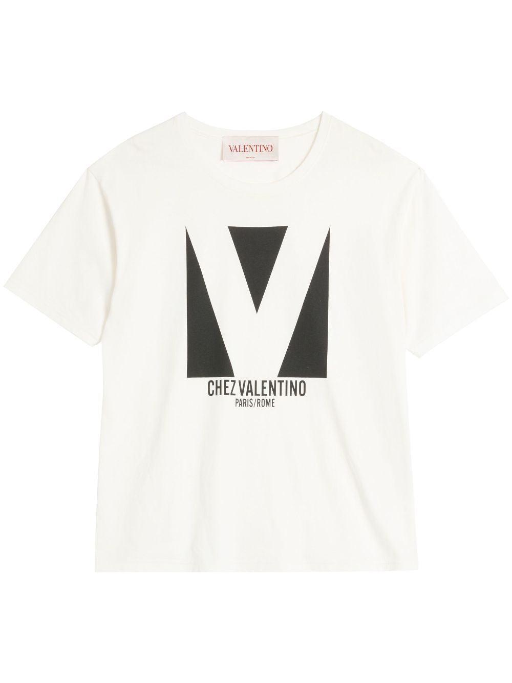 VALENTINO Mens Avorio Logo-print Crew-neck Cotton-jersey T-shirt Product Image