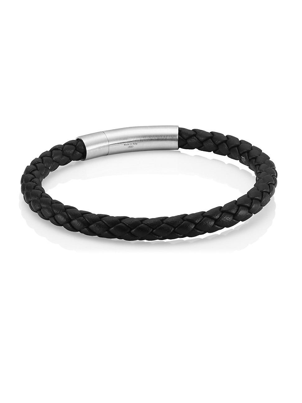 Mens Charles Leather Bracelet, Black Product Image