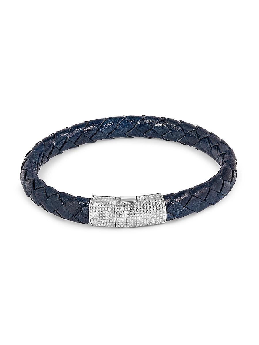 Mens Giza Cobra Pelle Sterling Silver & Leather Bracelet Product Image