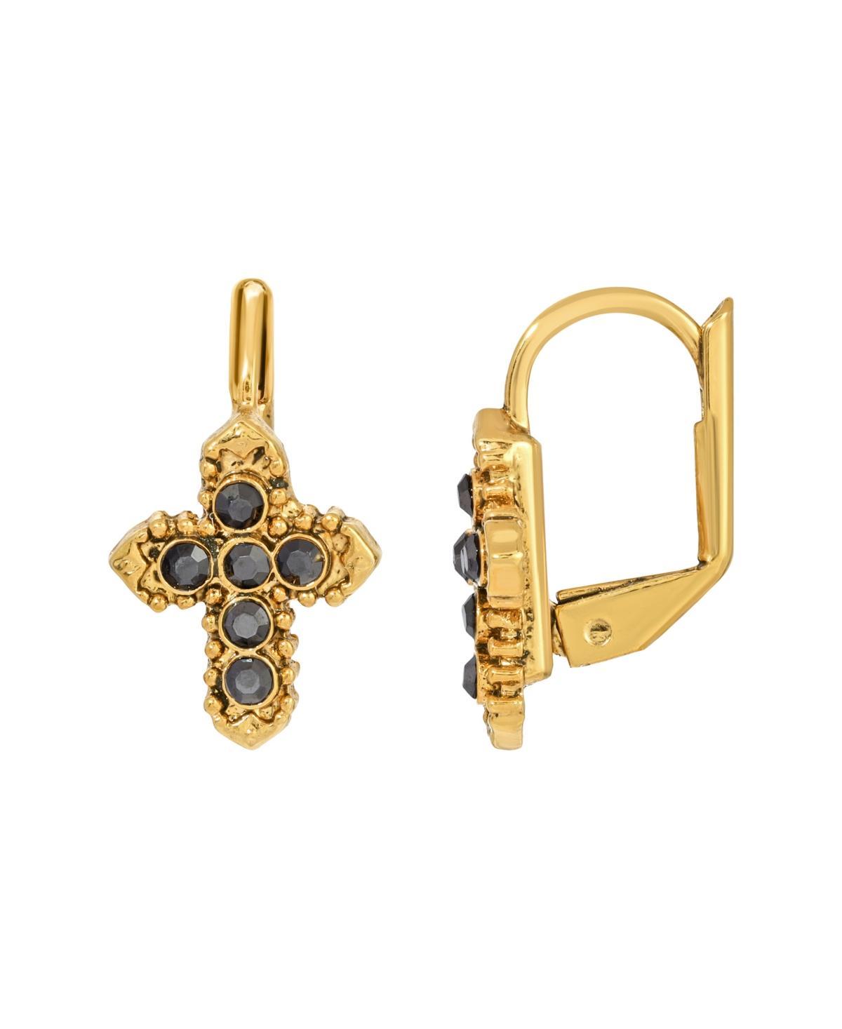 Symbols of Faith 14K Gold-Dipped Hematite Color Petite Cross Earrings, Womens, Multi Product Image