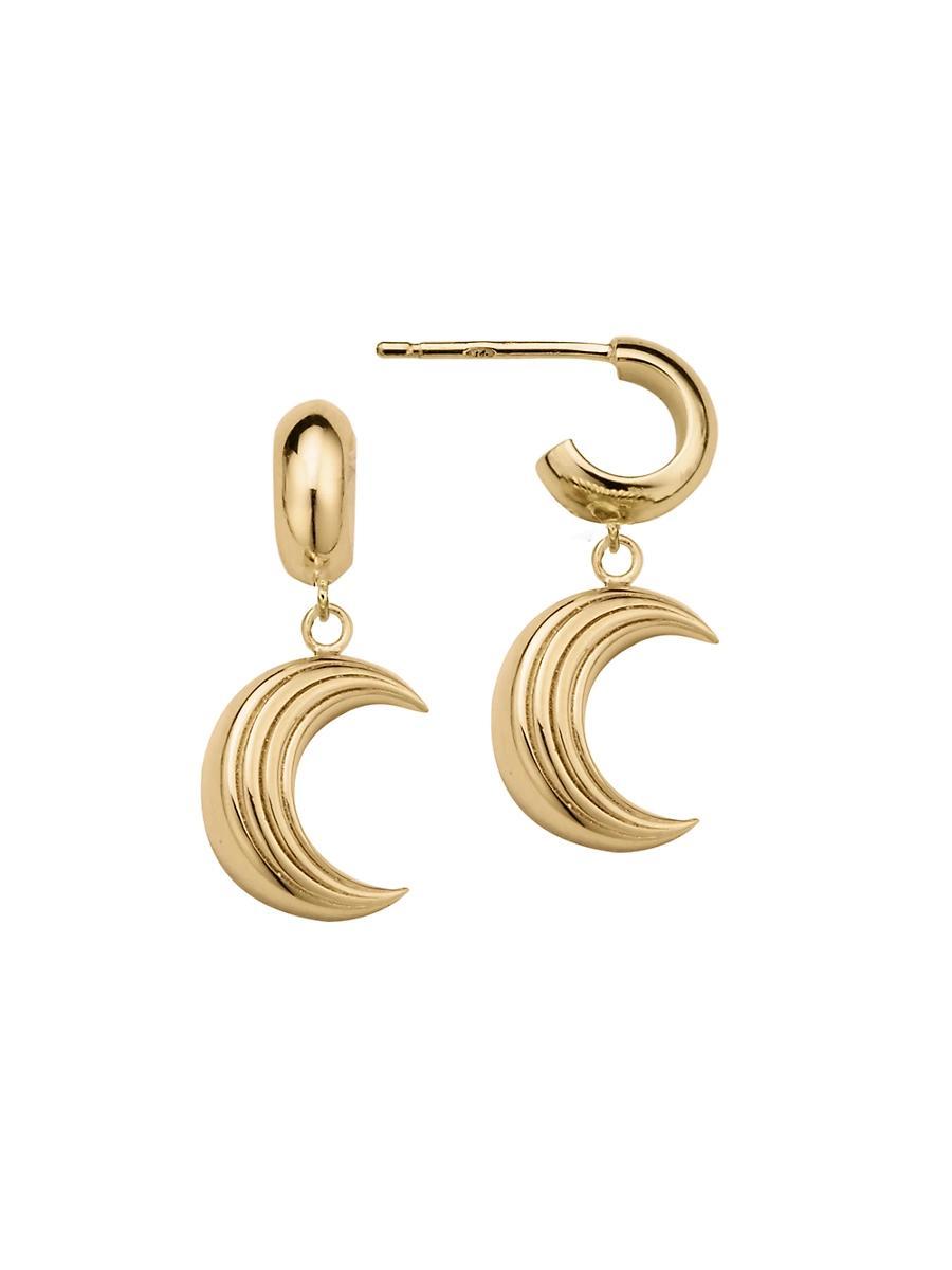 Womens Apollo 18K-Gold-Plated Crescent Moon Drop Earrings Product Image