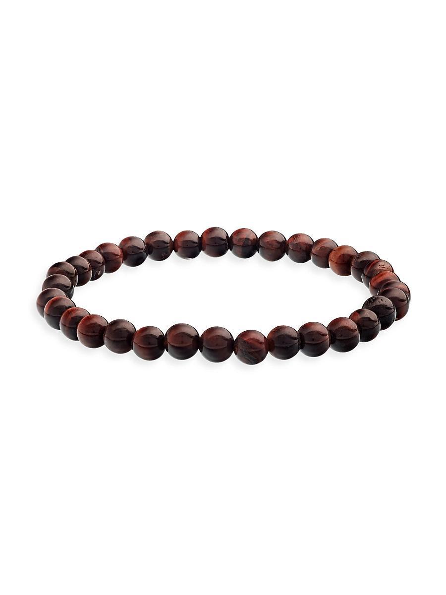 Mens Red Tigers Eye Beaded Stretch Bracelet Product Image