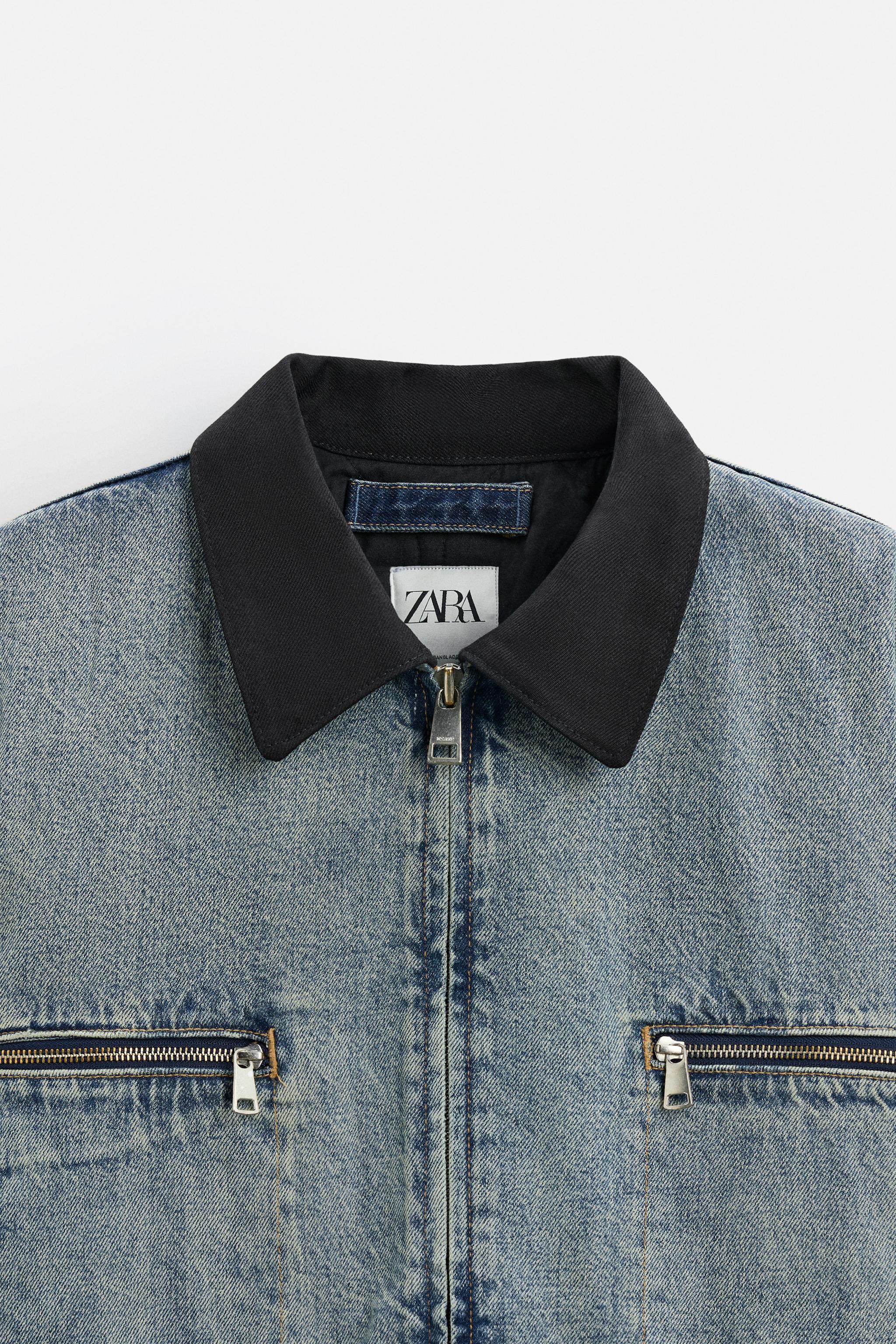 CONTRAST COLLAR DENIM JACKET Product Image