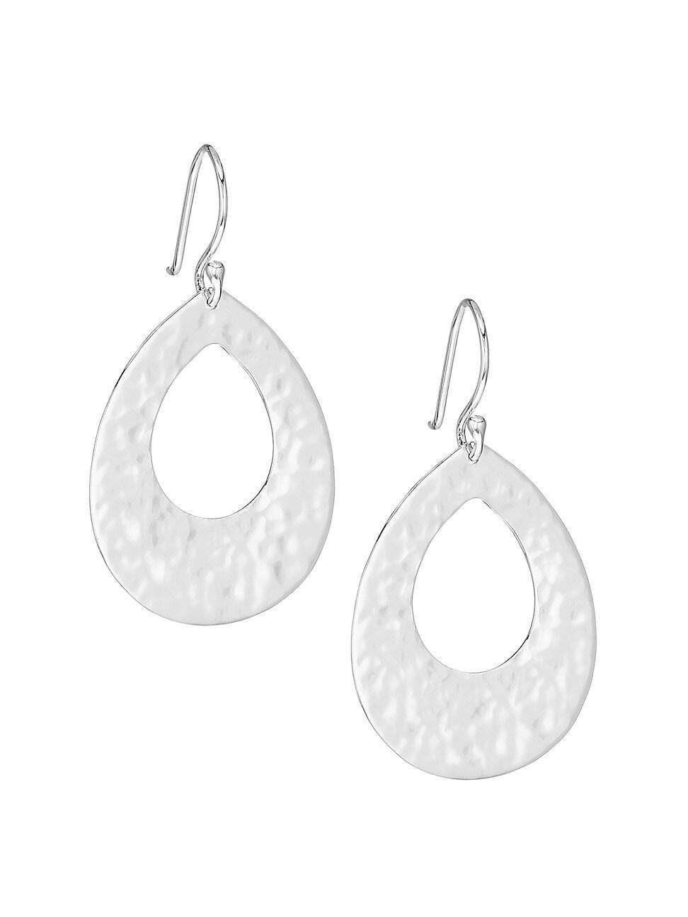 Womens Classico Sterling Silver Crinkled Small Open Teardrop Earrings Product Image