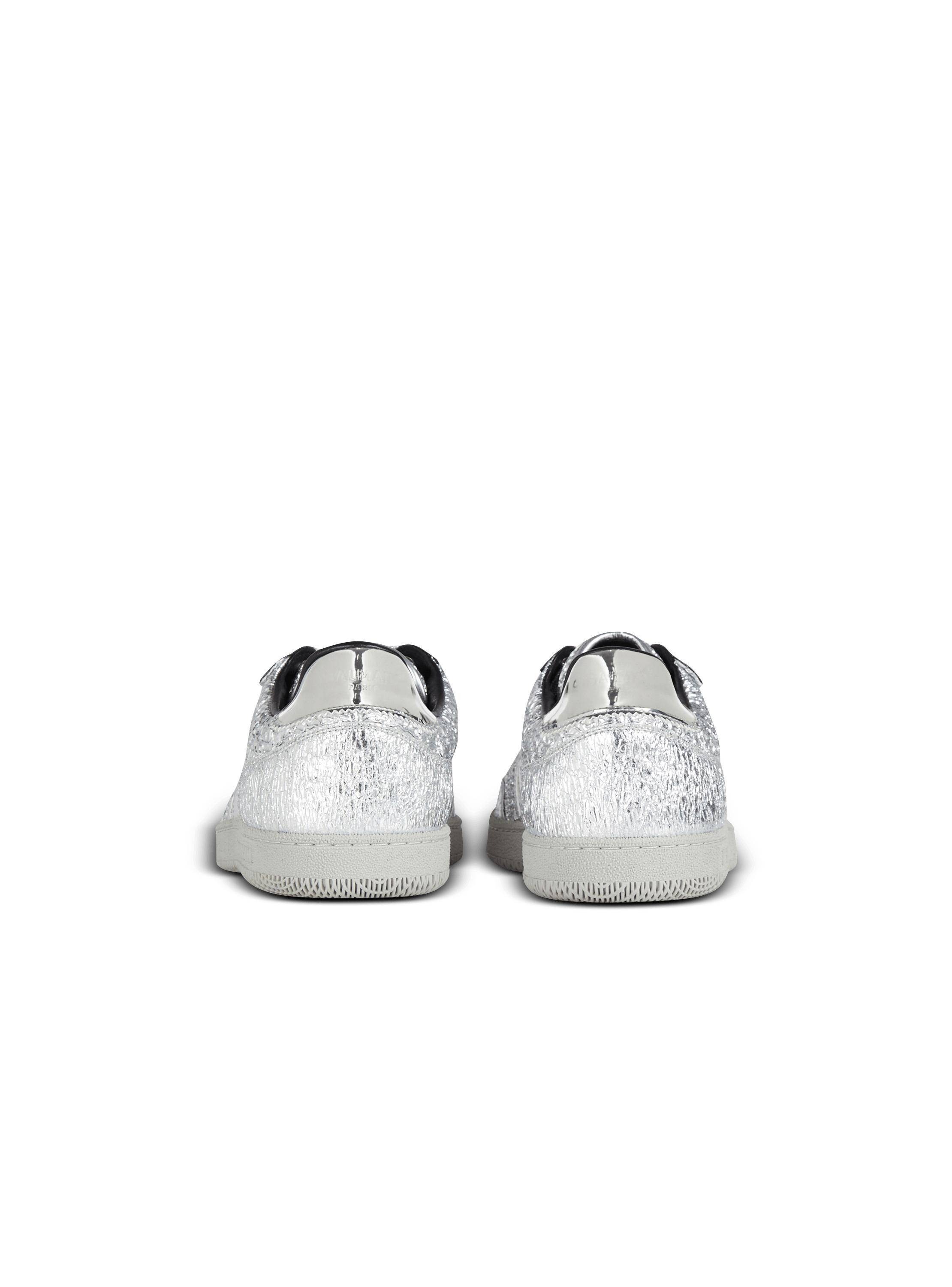 Balmain Swan silver leather sneakers Product Image