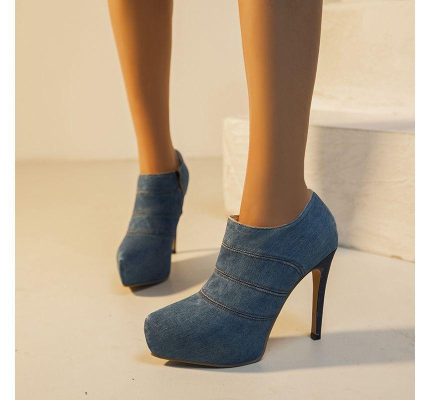 High Heel Denim Ankle Boots Product Image