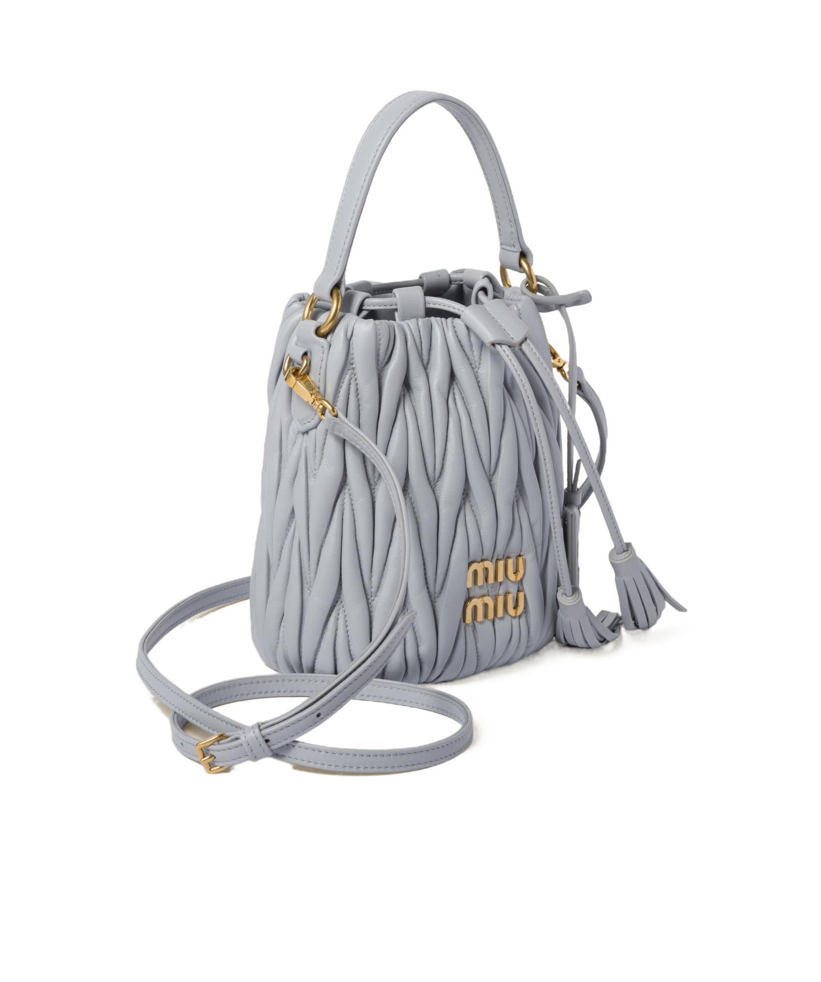 MIU MIU Matelassé Nappa Bucket Bag In Blue Product Image