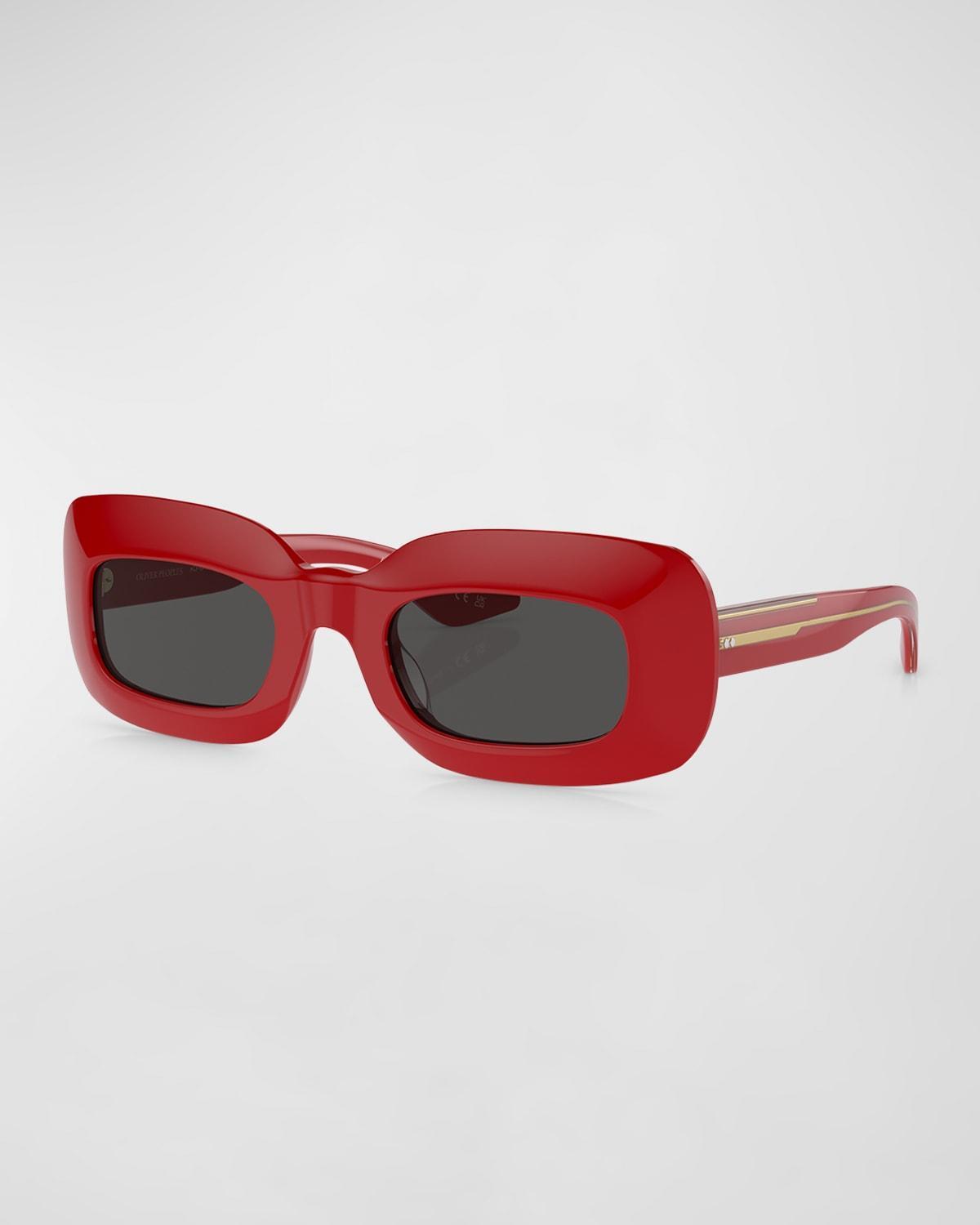 Beveled Acetate Rectangle Sunglasses Product Image