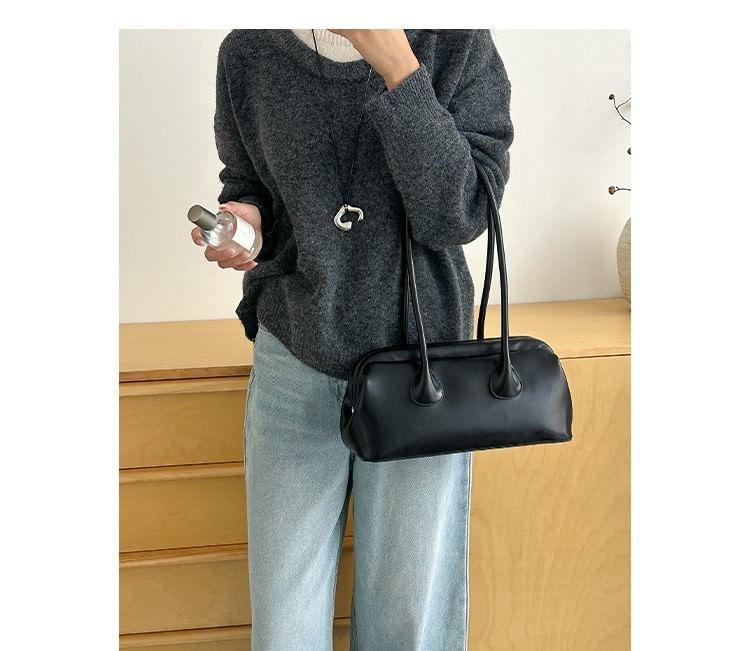 Plain Faux Leather Shoulder Bag Product Image