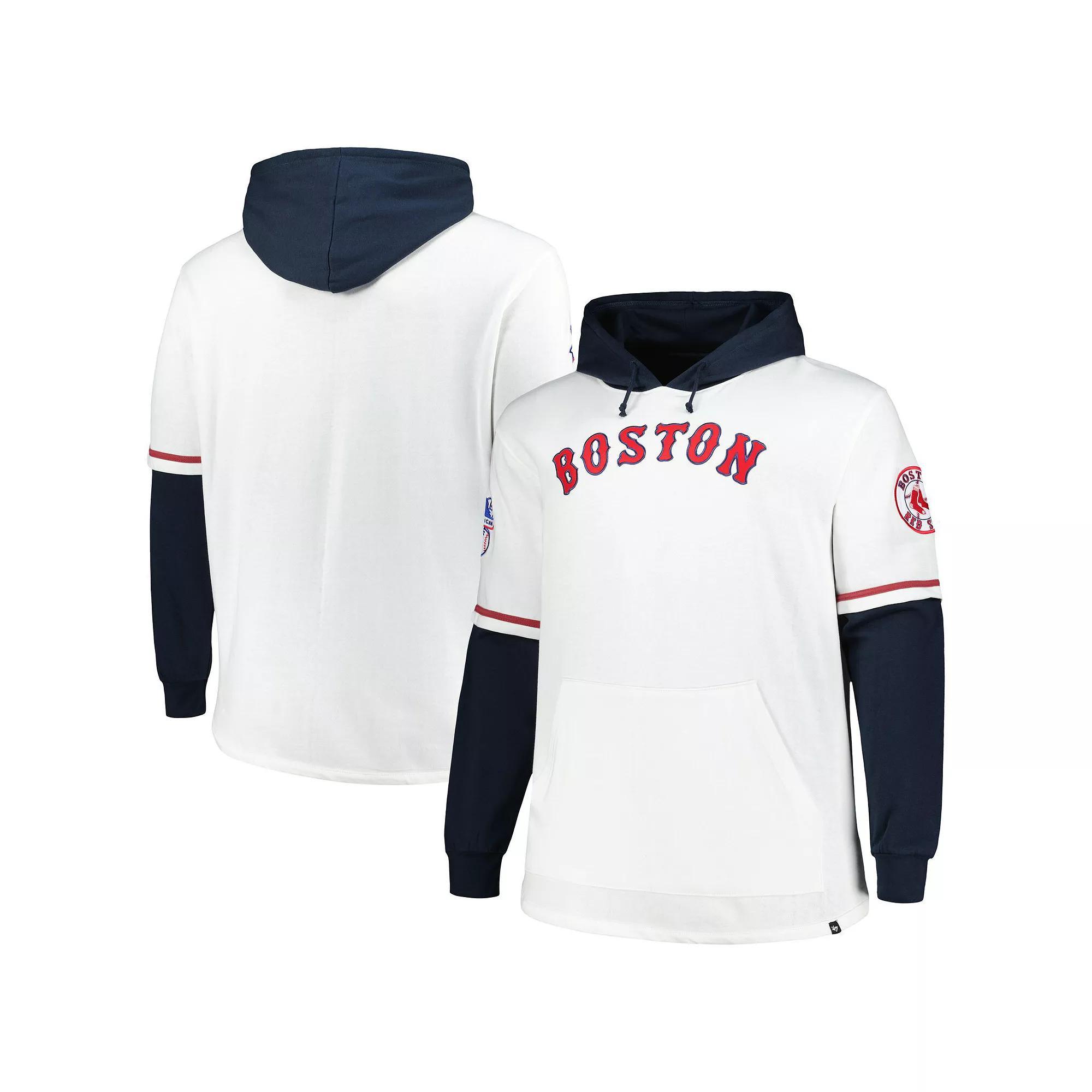 Men's '47 White/Navy Boston Red Sox Big & Tall Trifecta Shortstop Pullover Hoodie,  Product Image