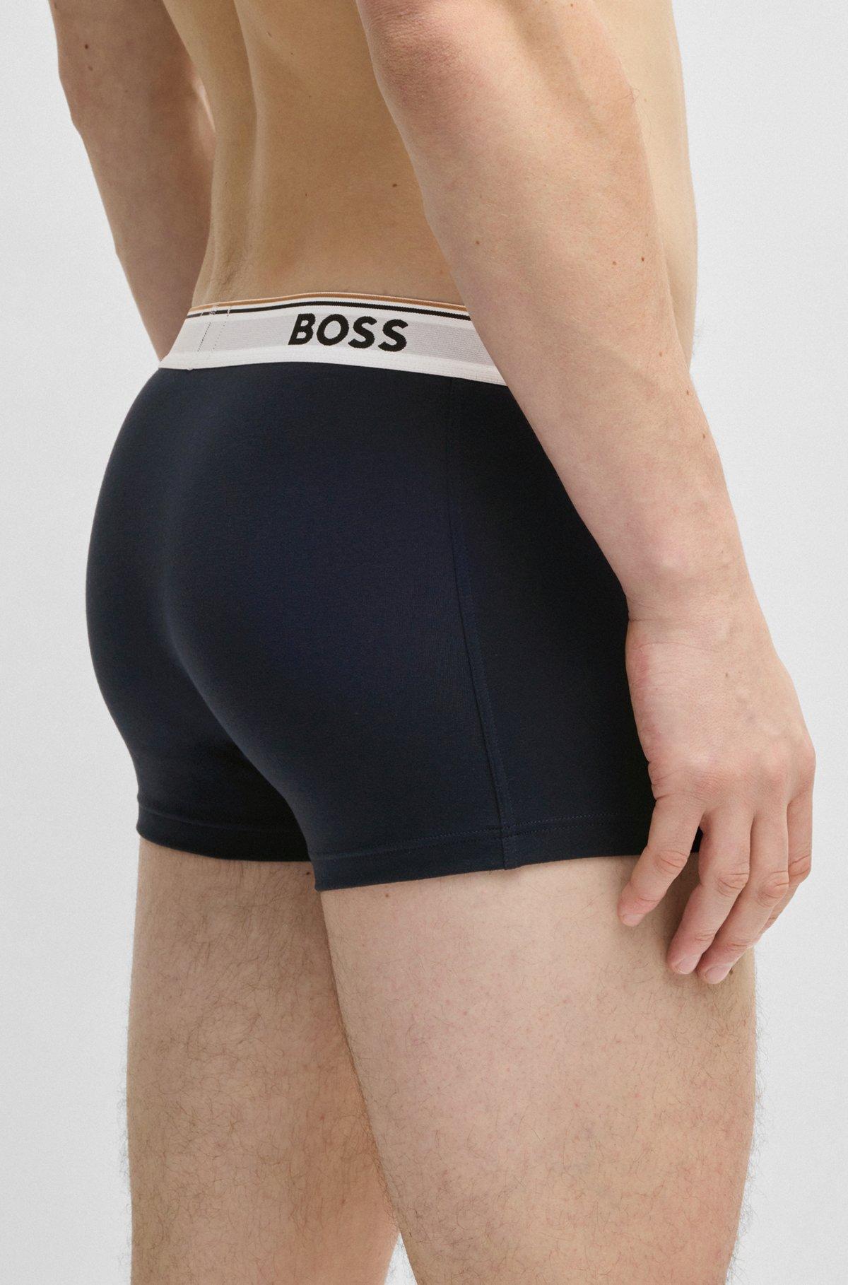 Three-pack of logo-waistband trunks in stretch cotton Product Image