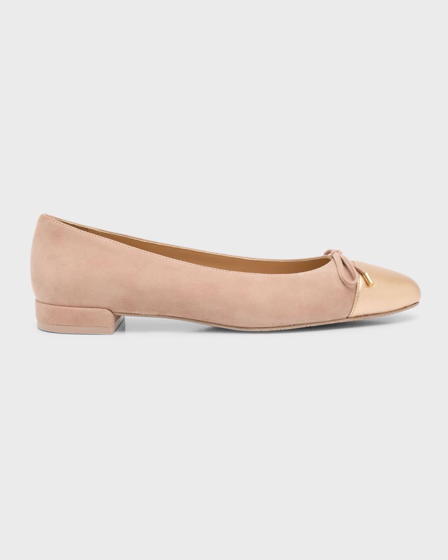 Sleek Bicolor Bow Ballerina Flats Product Image