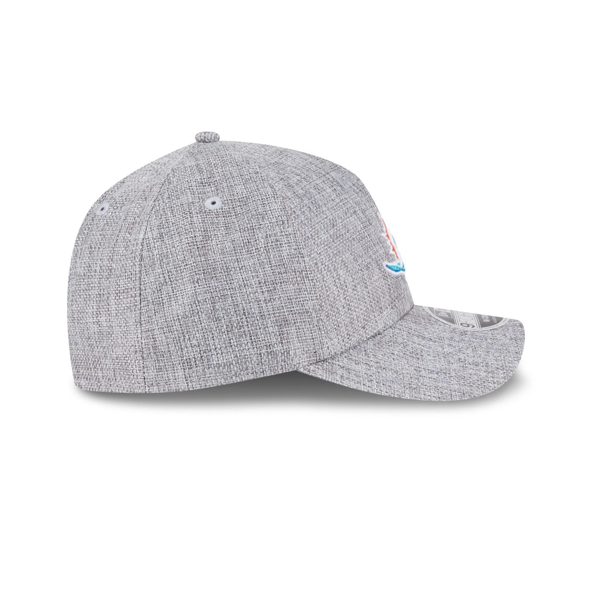 Miami Dolphins Cotton Weave Gray 9FORTY M-Crown A-Frame Snapback Hat Male Product Image