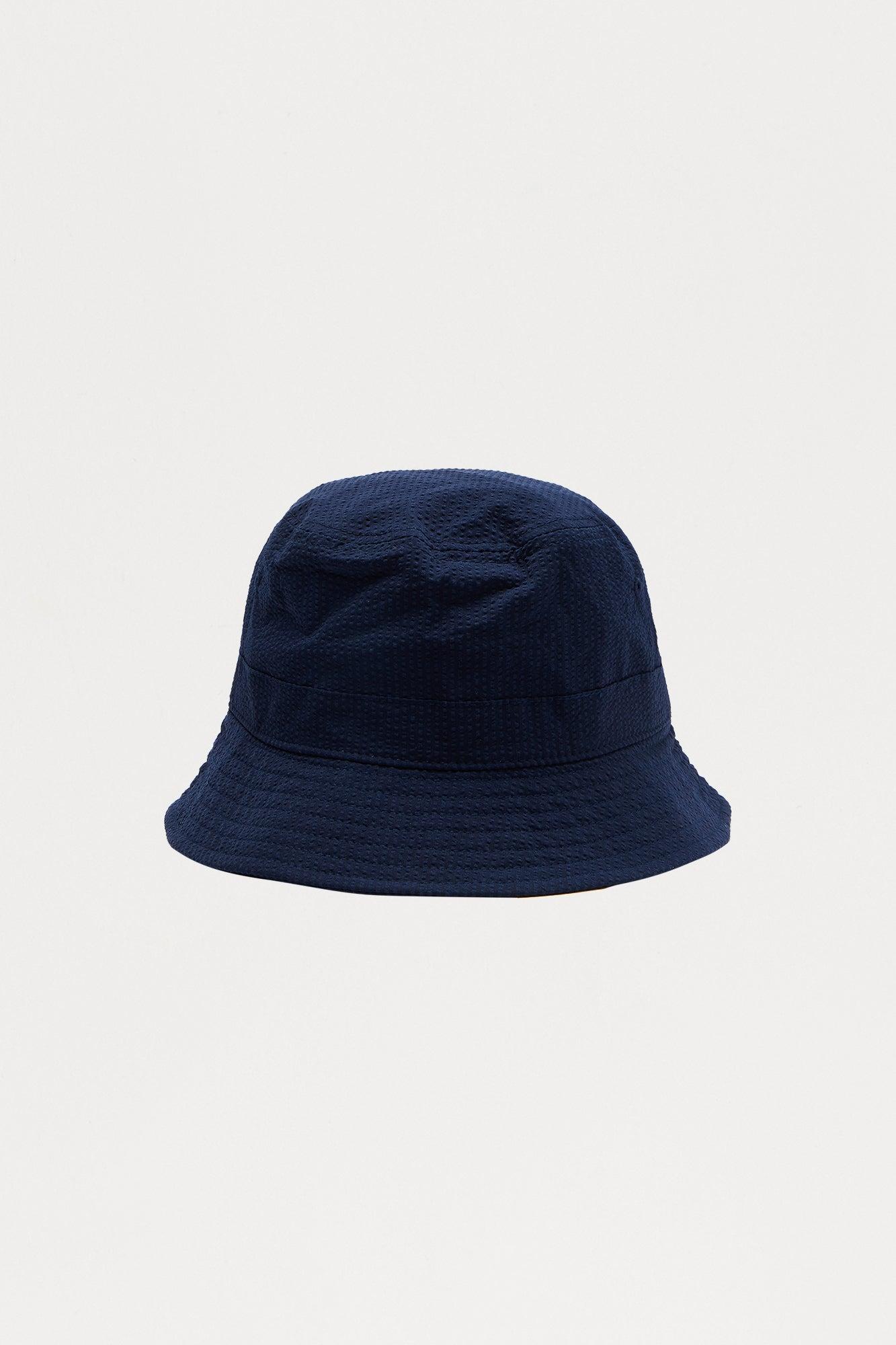 Seersucker Flat Top Bucket Hat - Navy Male Product Image