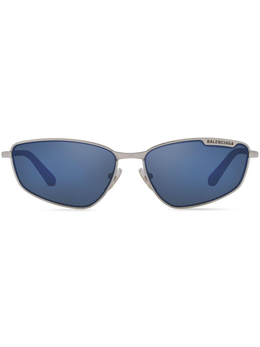 BALENCIAGA Engraved-logo Biker-style Sunglasses In Ruthenium Product Image