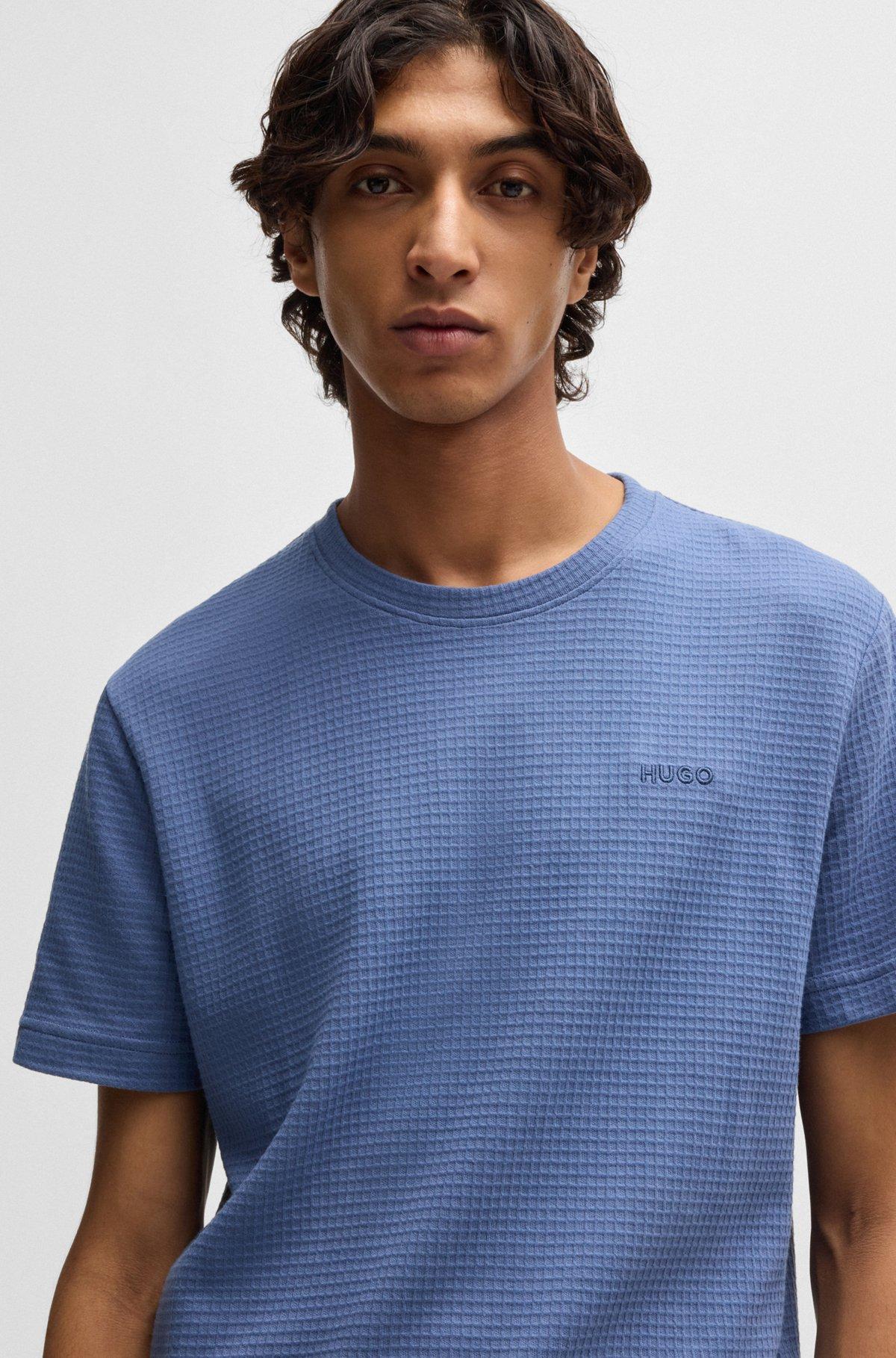 Waffle-structured pajama T-shirt with embroidered logo Product Image