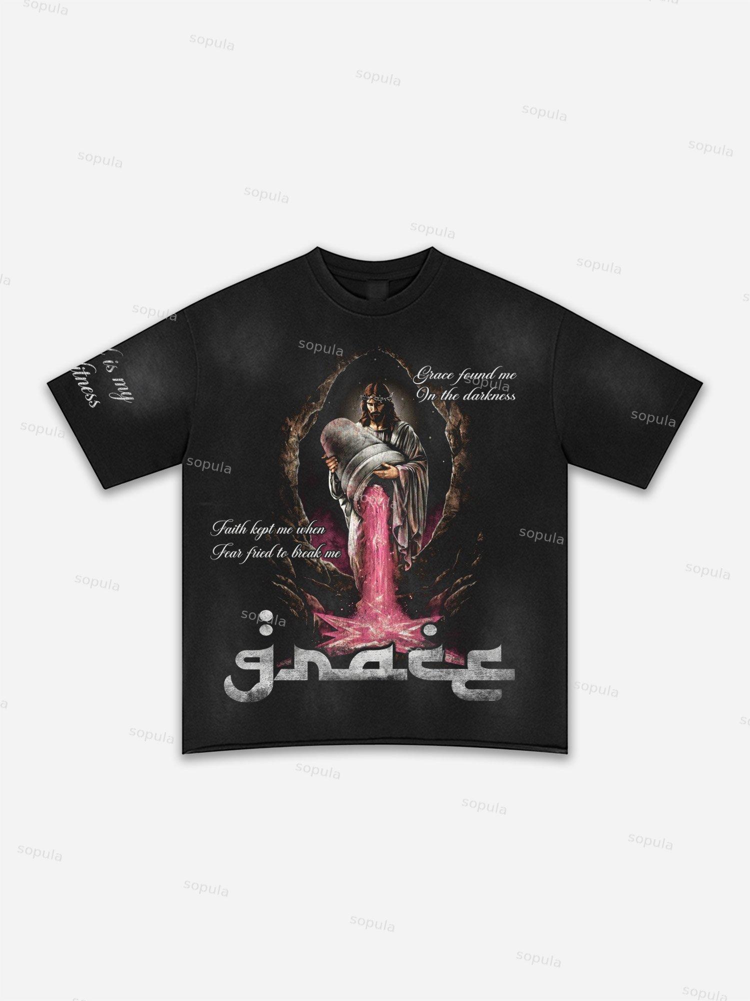 Street Goals Lip Braces Make Vintage Printed Graphic Washed T-shirt Product Image