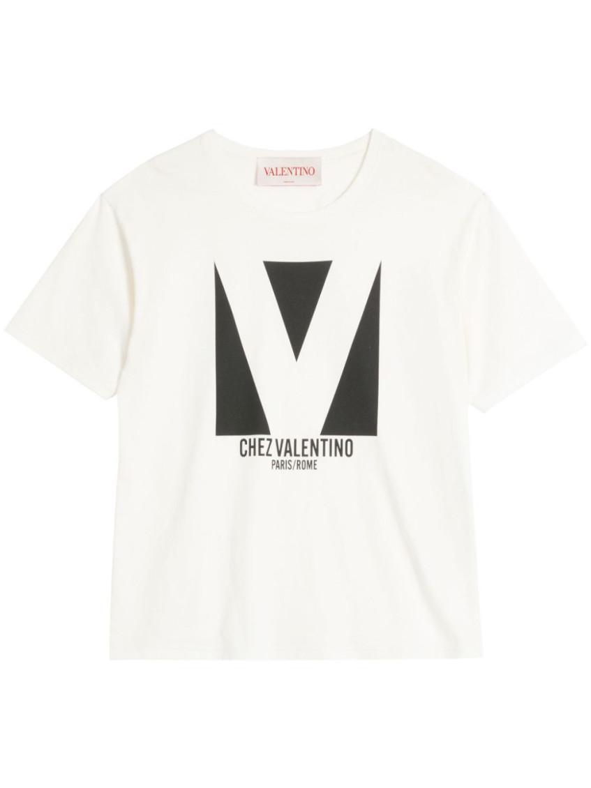 VALENTINO Mens Avorio Logo-print Crew-neck Cotton-jersey T-shirt Product Image