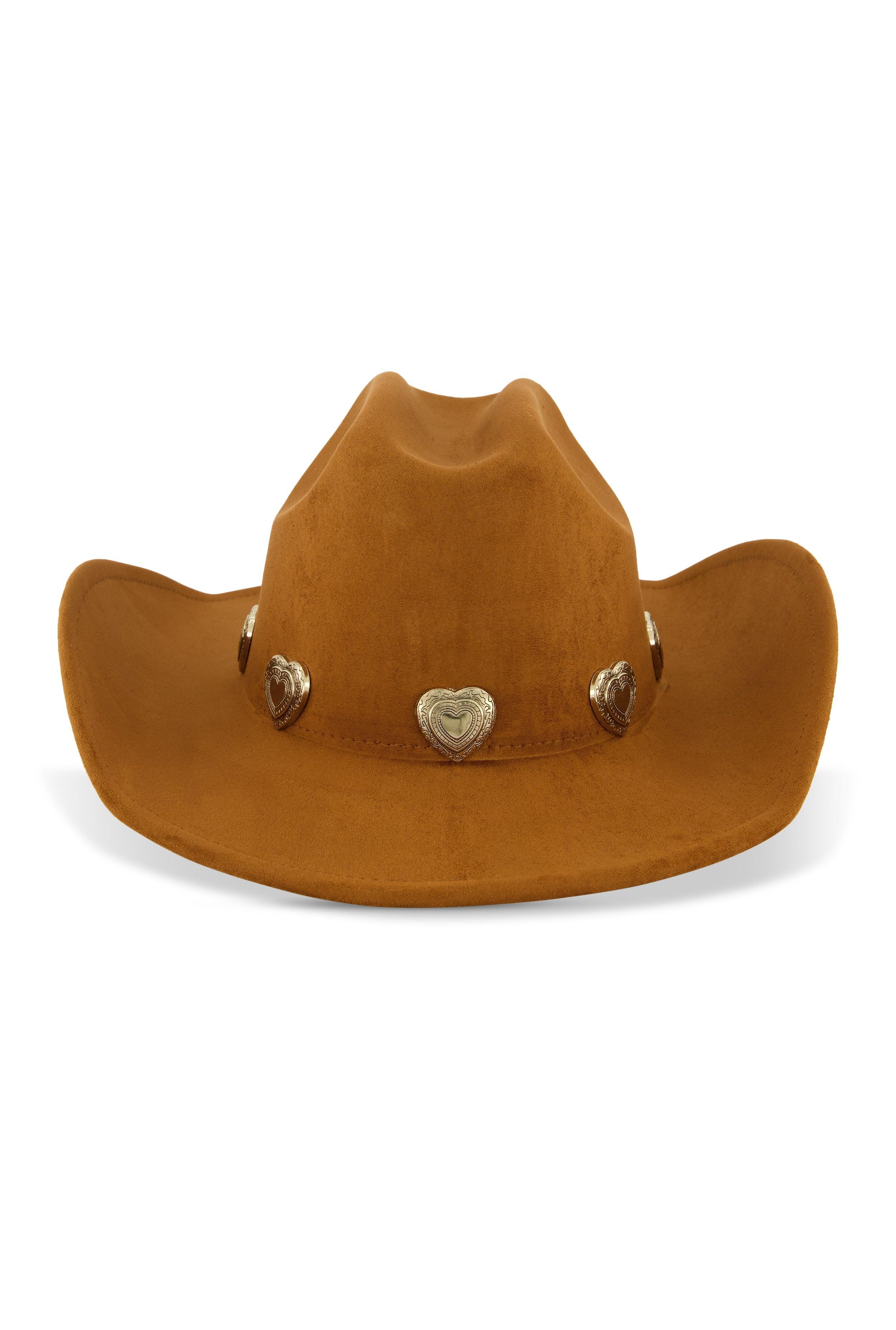 Heart Trim Faux Suede Cowboy Hat Female Product Image