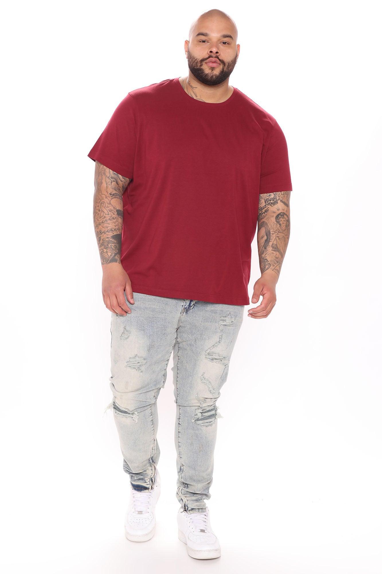 Essential Short Sleeve Crew Tee - Burgundy Product Image