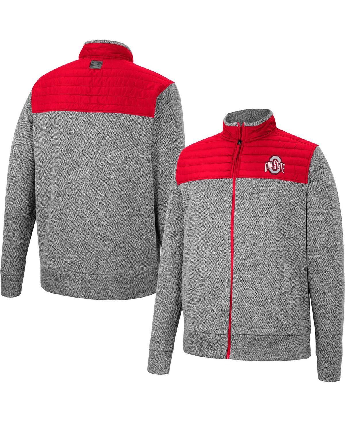 Men's Colosseum Charcoal/Cardinal Arkansas Razorbacks Putter Herringbone Full-Zip Jacket, Size: Large Product Image