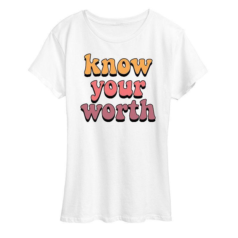 Women's Know Your Worth Graphic Tee, Size: XXL, White Product Image