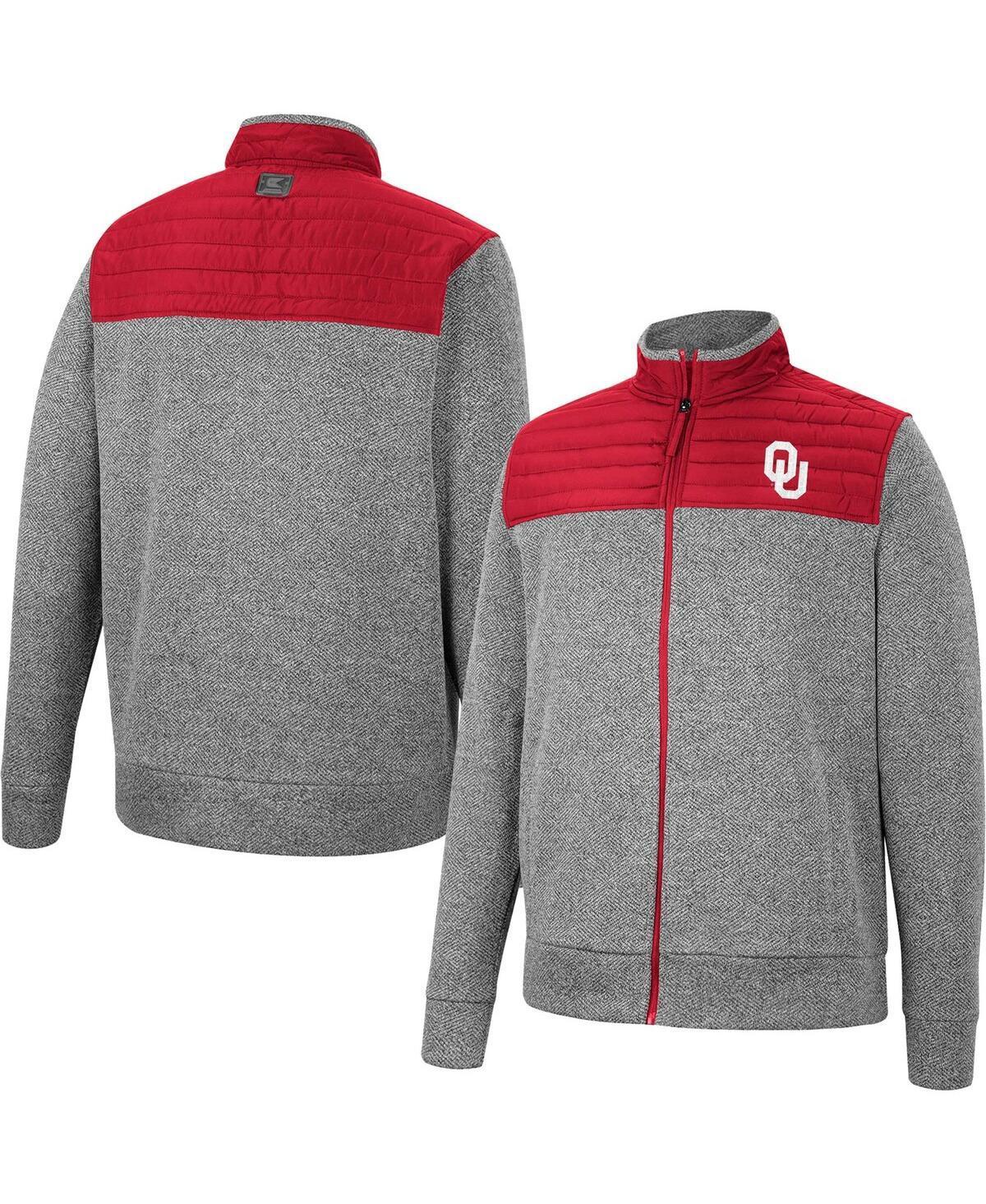 Men's Colosseum Charcoal/Cardinal Arkansas Razorbacks Putter Herringbone Full-Zip Jacket, Size: Large Product Image