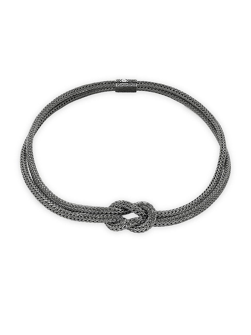 Womens Love Knot Sterling Silver & Black Rhodium Necklace Product Image