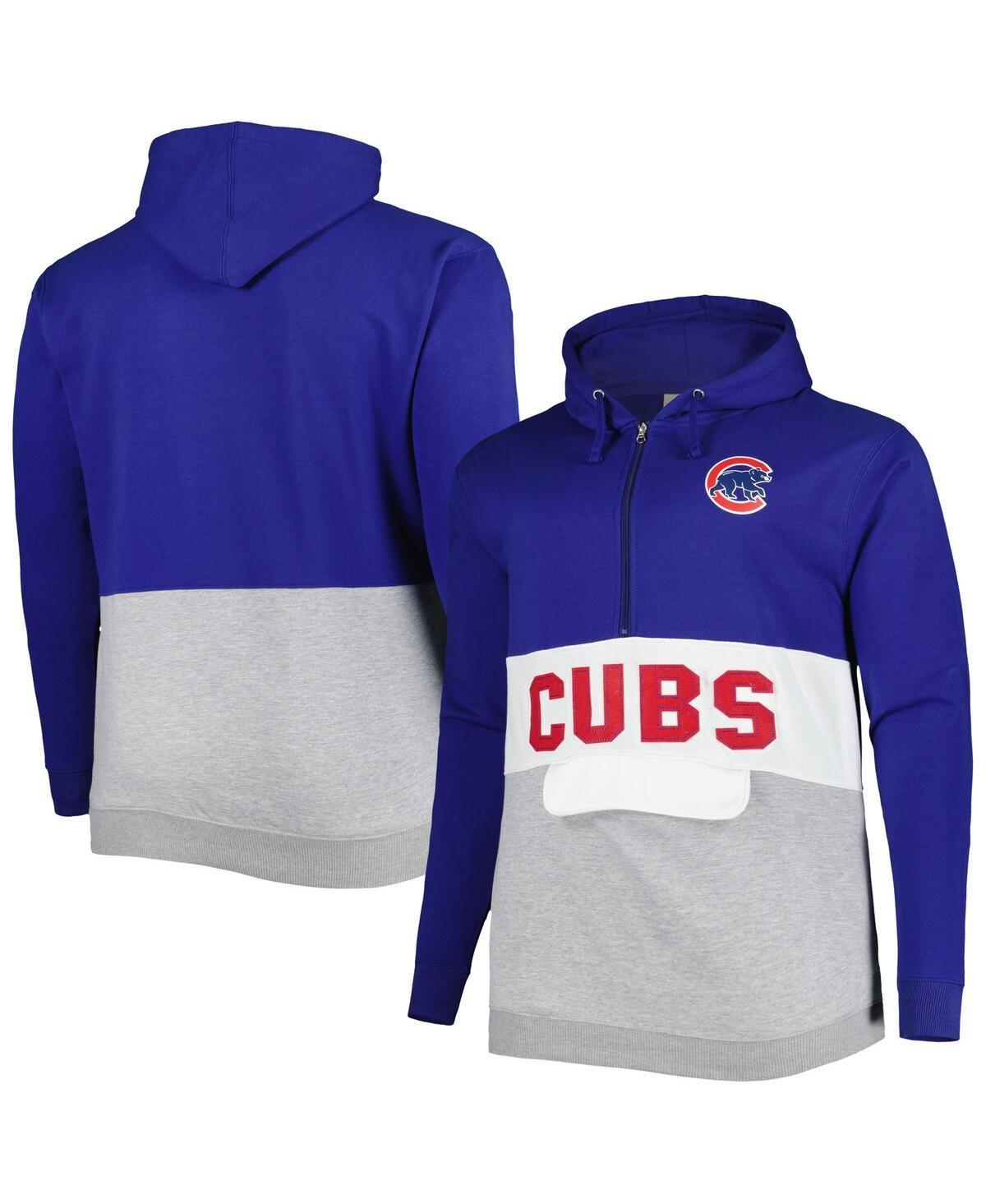 Men's Royal/White Chicago Cubs Big & Tall Fleece Half-Zip Hoodie, Size: 5XB, Blue Product Image