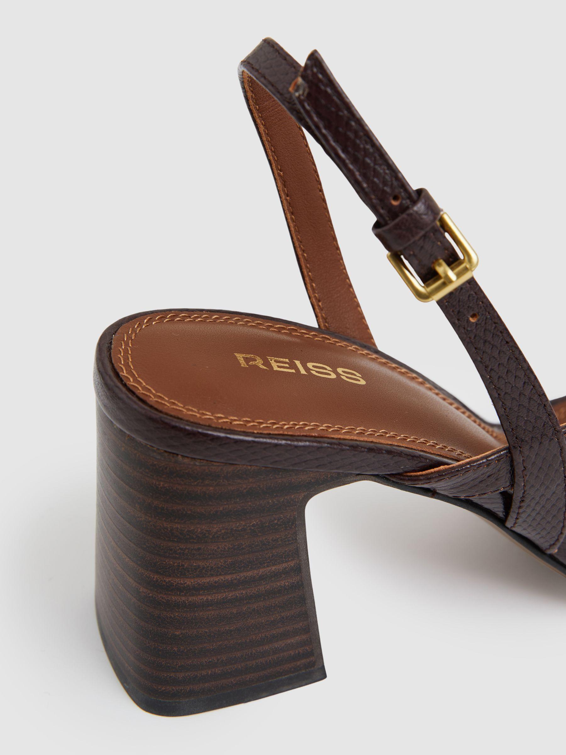 Strappy Leather Heeled Sandals in Chocolate Product Image