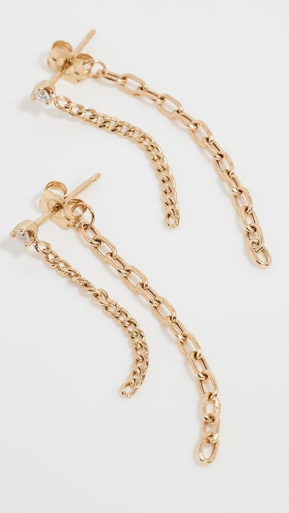 Zoe Chicco 14k Prong Diamonds Studs with Chain | Shopbop Product Image