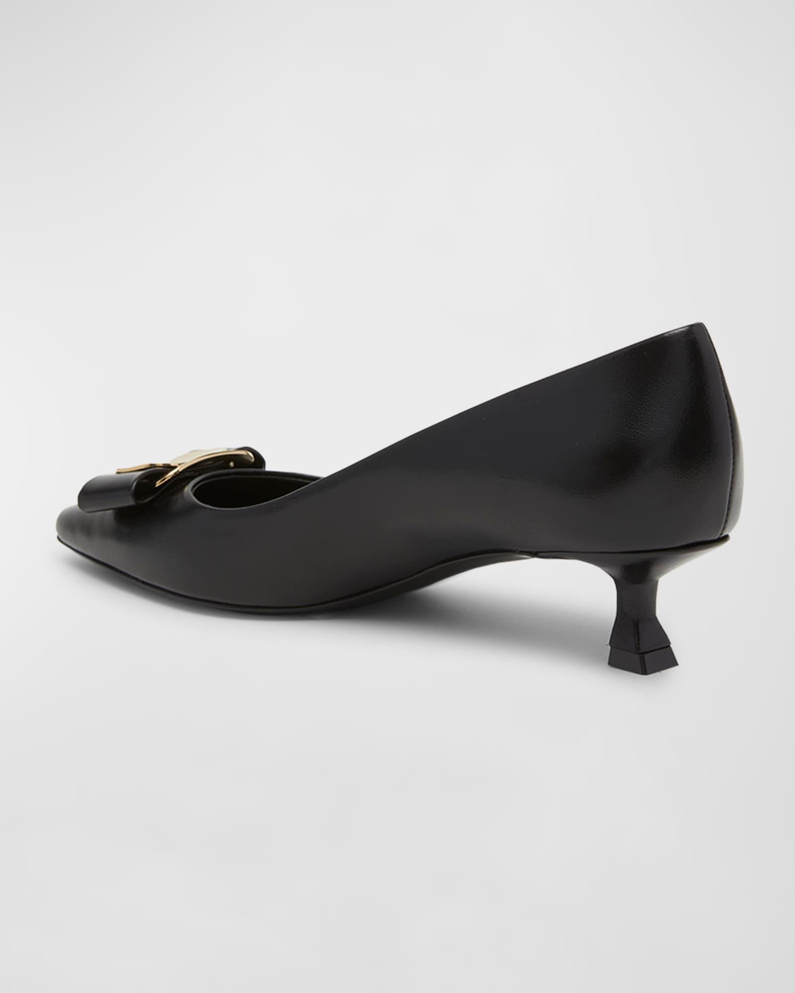 Zelma Leather Bow Kitten-Heel Pumps Product Image
