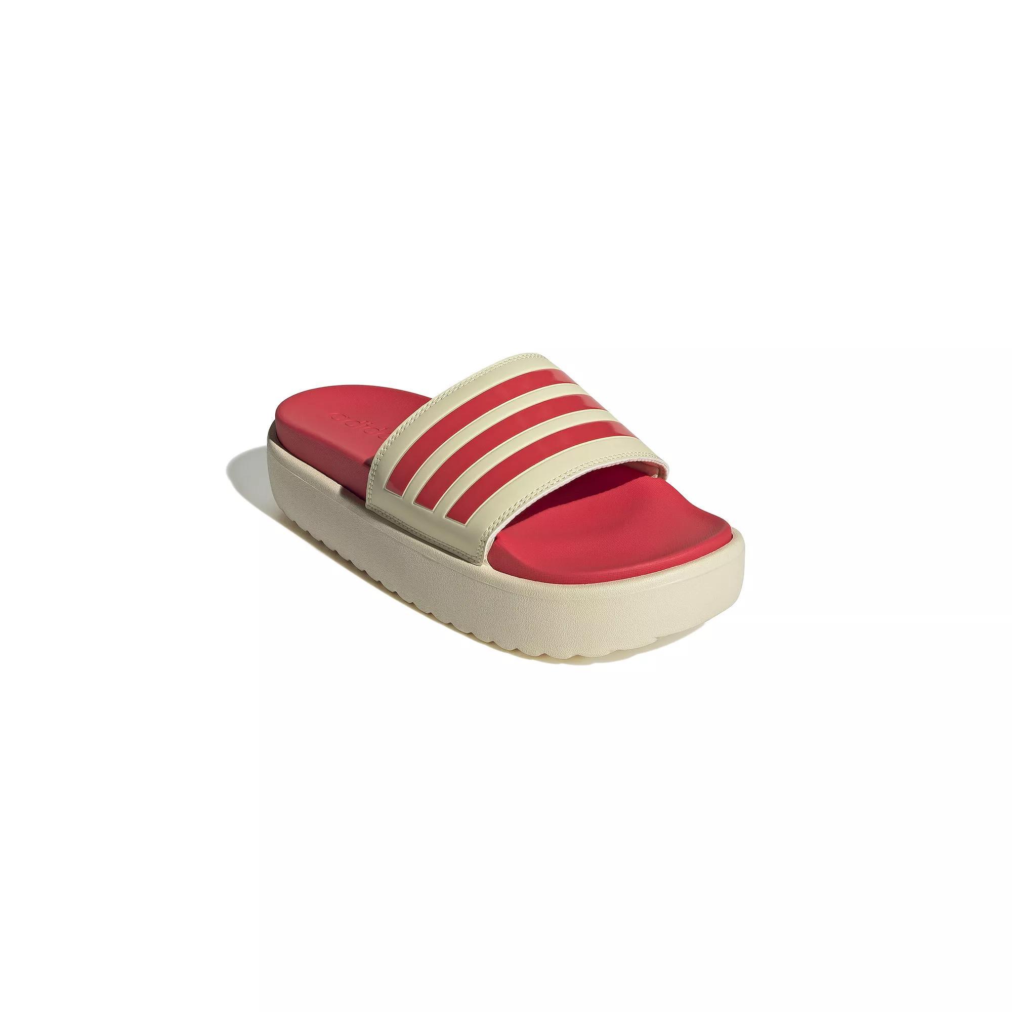 adidas adilette Women's Platform Swimming Slides, Size: 6, Warm White Product Image