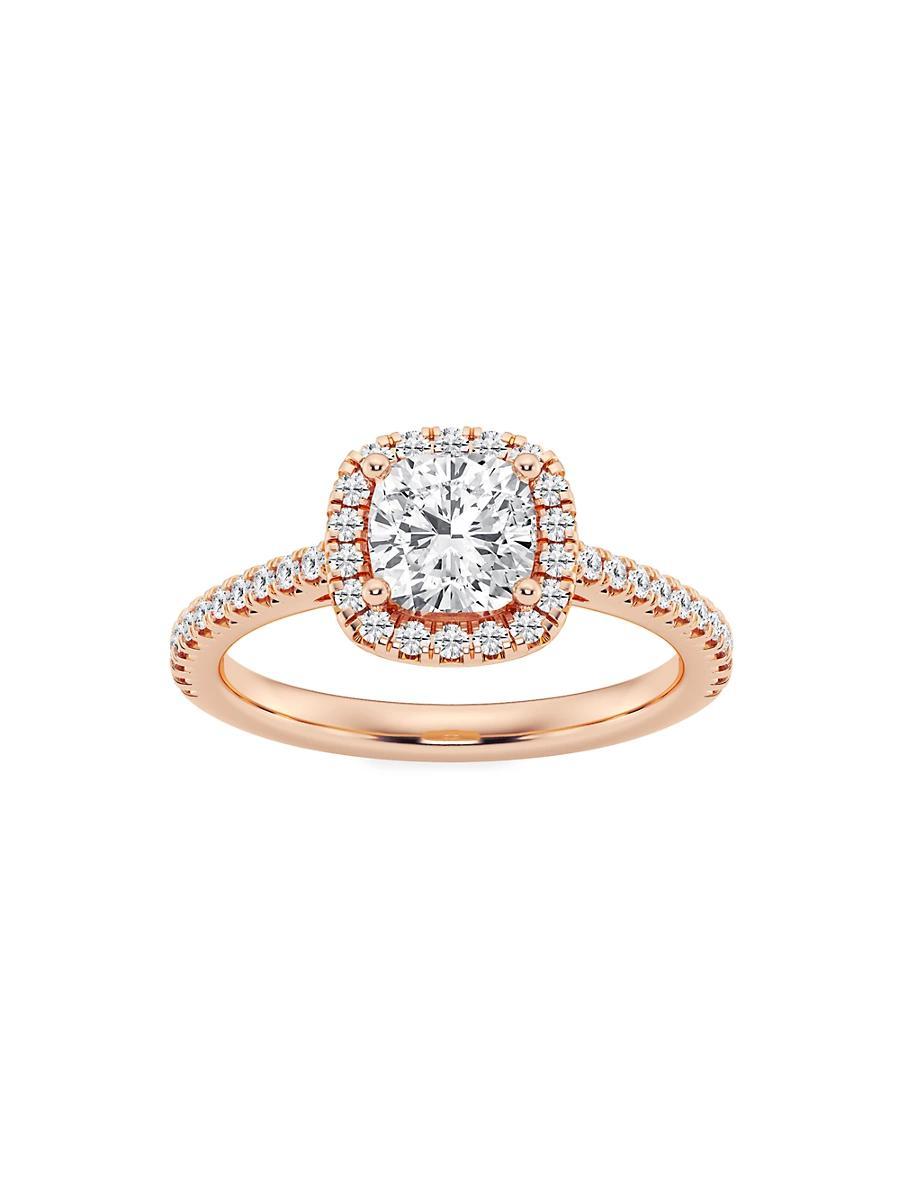 Womens 14K Rose Gold & Cushion-Cut Lab-Grown Diamond Halo Ring/1.30-3.60 TCW Product Image