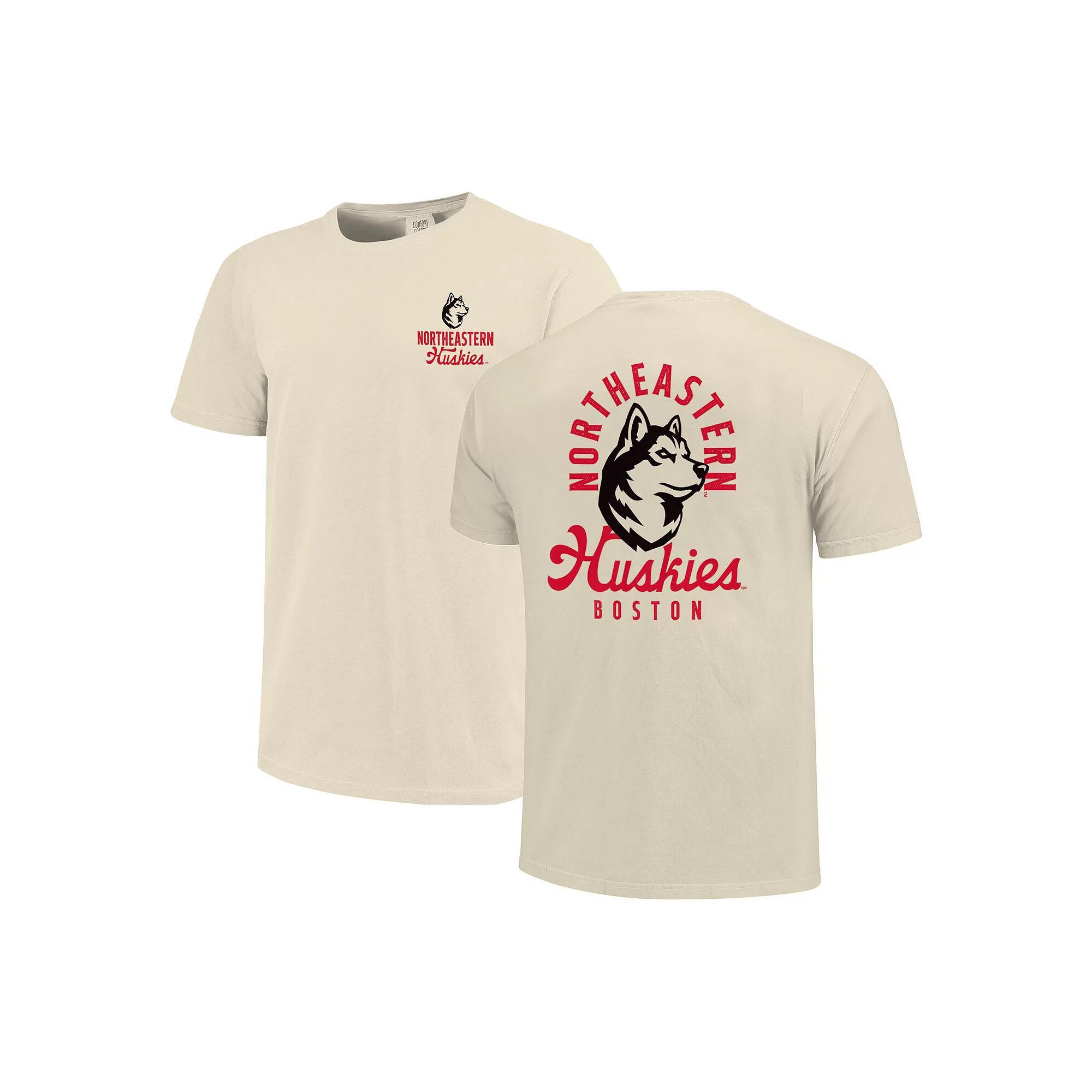 Men's Cream Northeastern Huskies Comfort Colors Mascot Overlay T-Shirt, Size: 2XL, Nc2 Beige Product Image