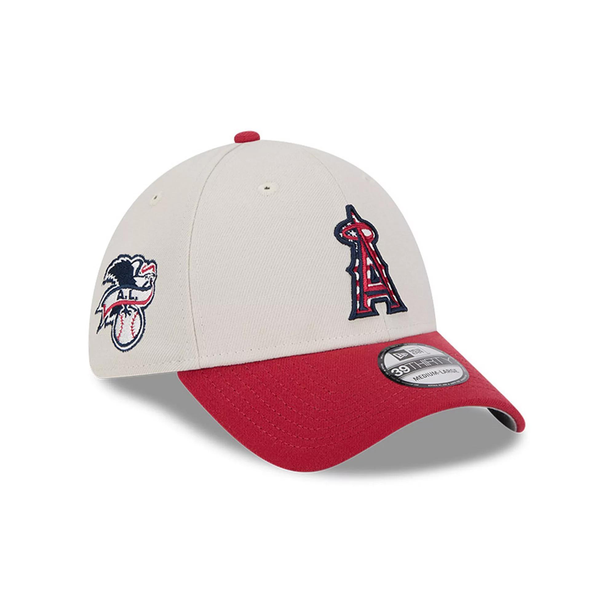 Men's New Era  Khaki/Red Los Angeles Angels 2024 Fourth of July 39THIRTY Flex Hat, Size: Large/XL, Beig K Product Image