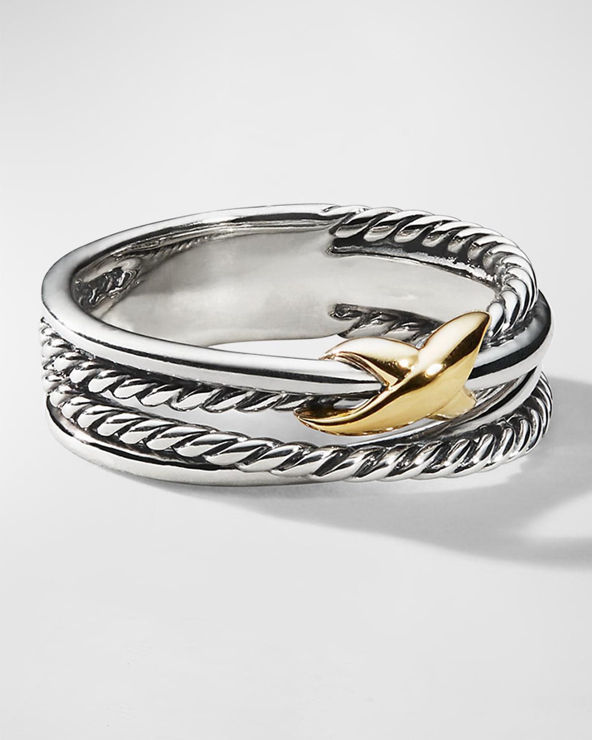 Womens X Crossover Band Ring in Sterling Silver Product Image