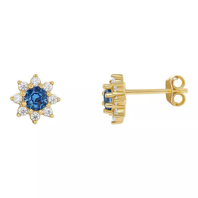 PRIMROSE Birthstone Cubic Zirconia Flower Stud Earrings, Womens, Silver Tone Dec Product Image