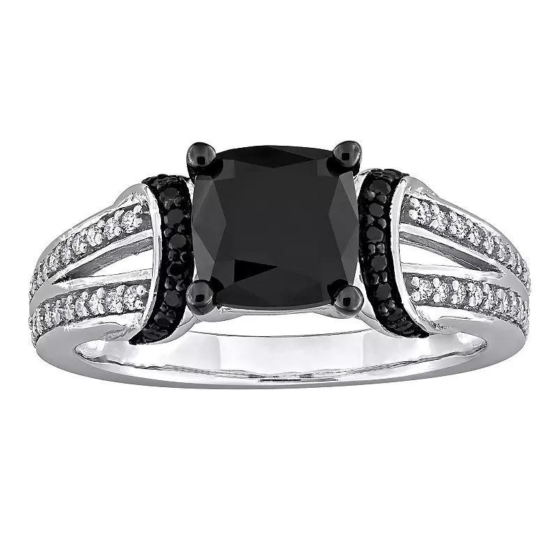 Stella Grace 14k White Gold 2 1/3 Carat T.W. Black & White Diamond Split Shank Engagement Ring, Women's, Size: 6.50 Product Image