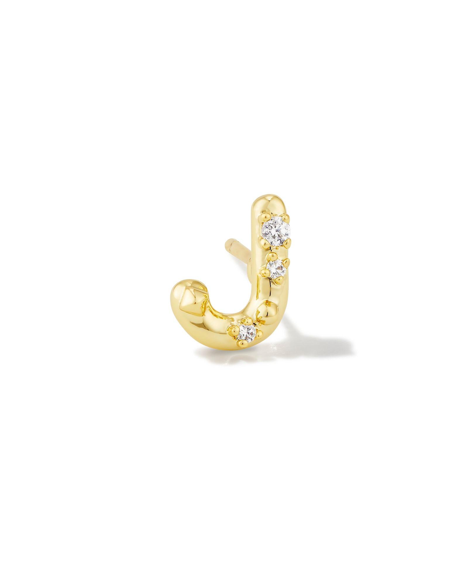 Austin Gold Single Stud Earring in White CZ Product Image